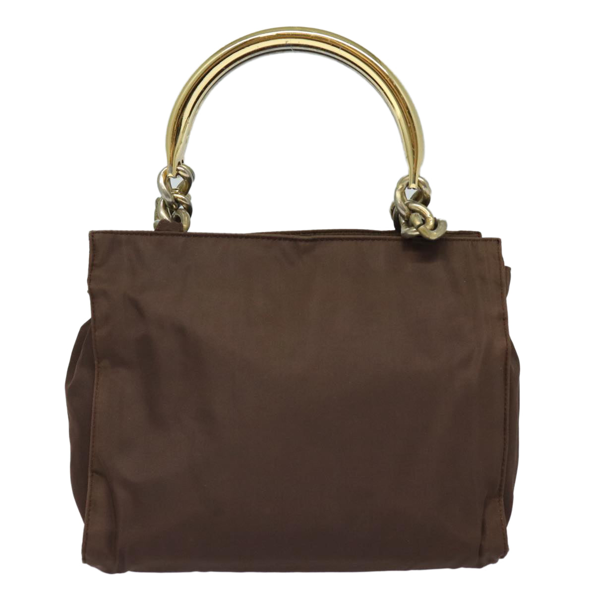 Prada Hand Bag Auth Nylon Brown Travel Bag Brown Auth Yk13959