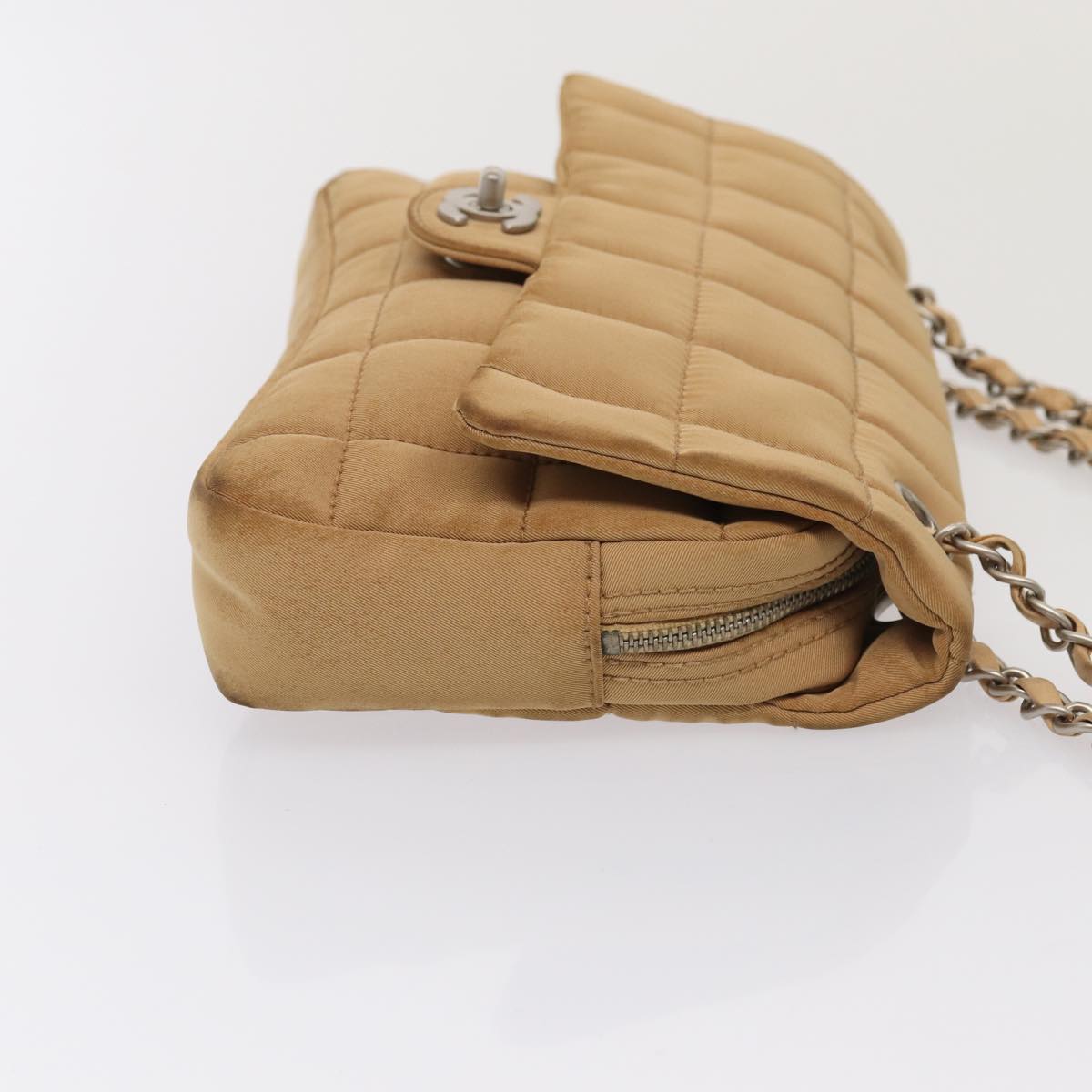 Chanel Choco Bar  Turn Lock ChainShoulder Bag Canvas Brown CC Auth yk