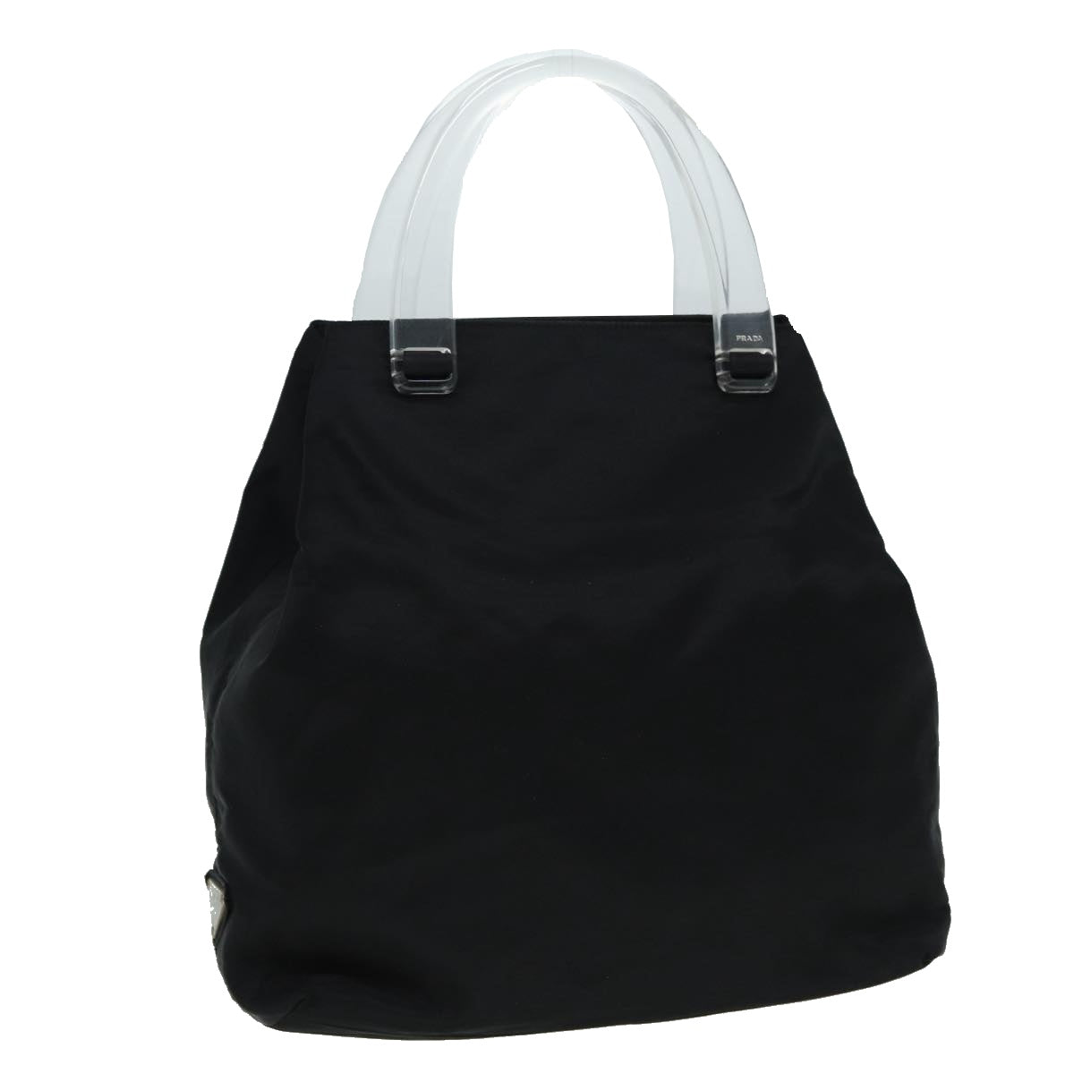 Prada Hand Bag Auth Nylon Black Silver Travel Bag Silver Auth Yk14205