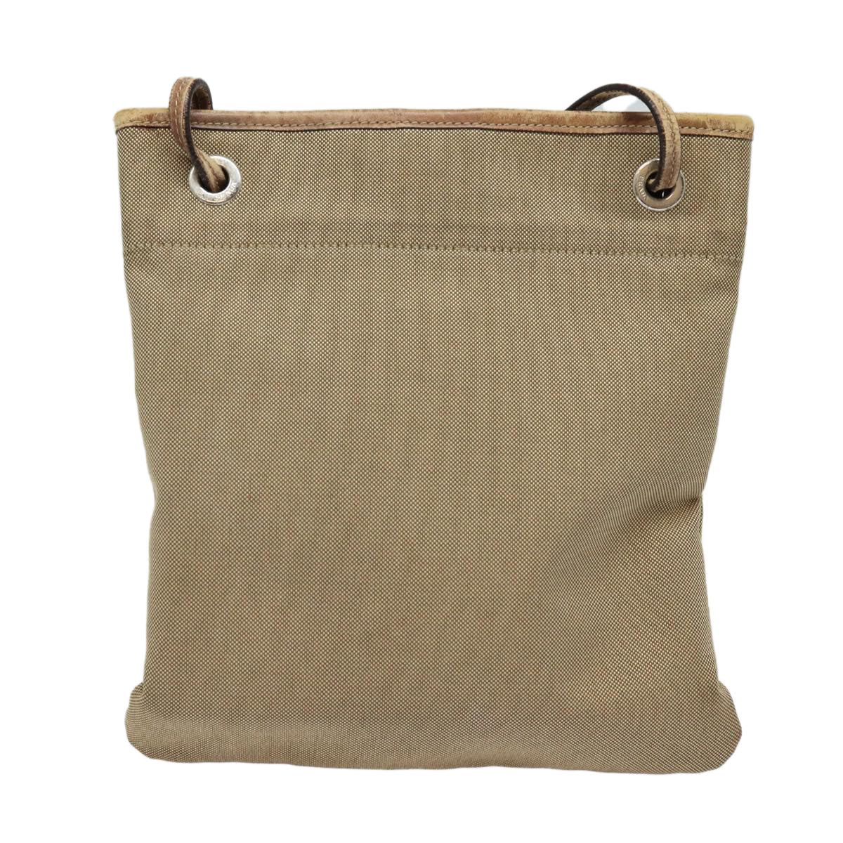 Prada Shoulder Bag Auth Canvas Beige Silver