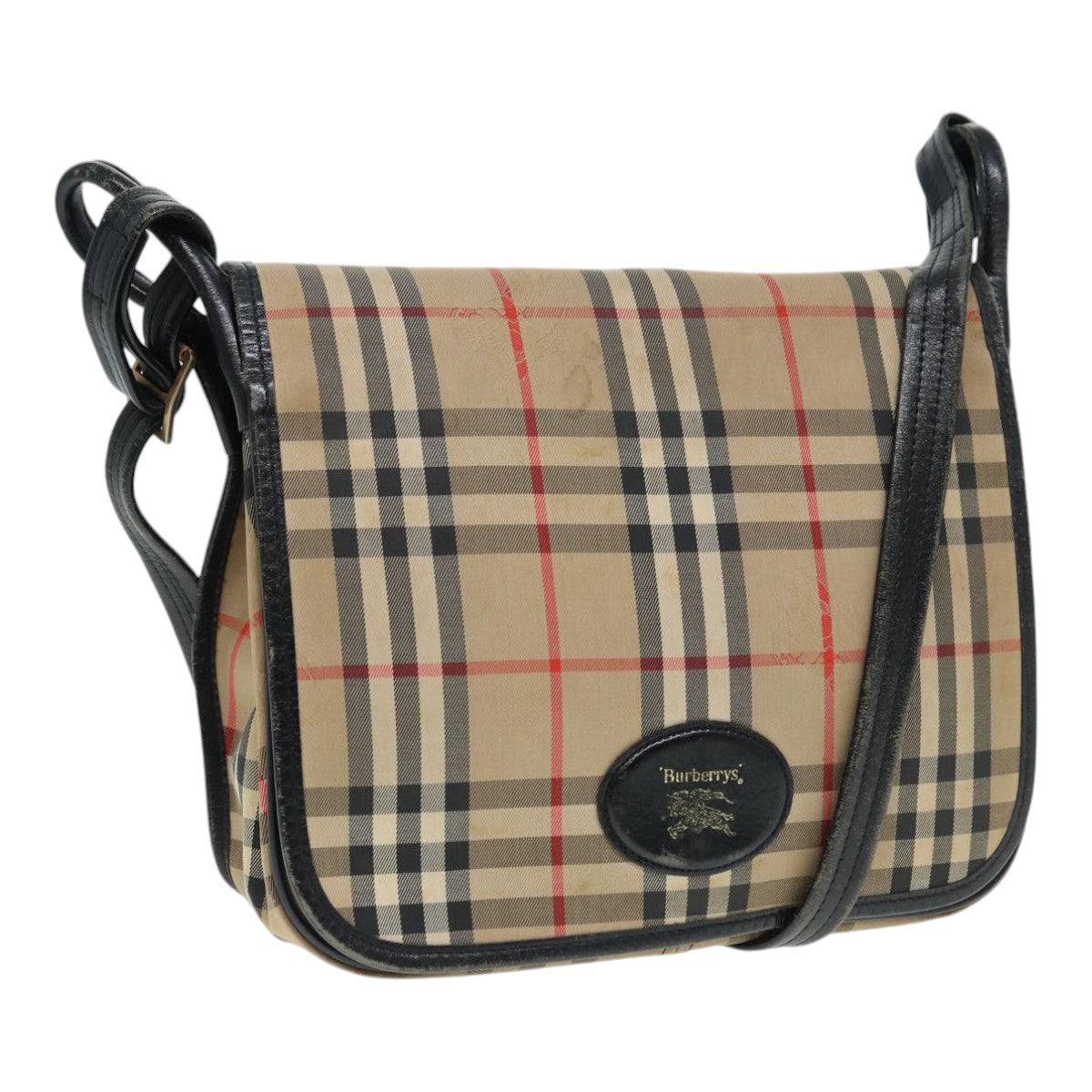 Burberry Luxury ss Nova Check Shoulder Bag Auth Yk14273 Leather Canvas Black