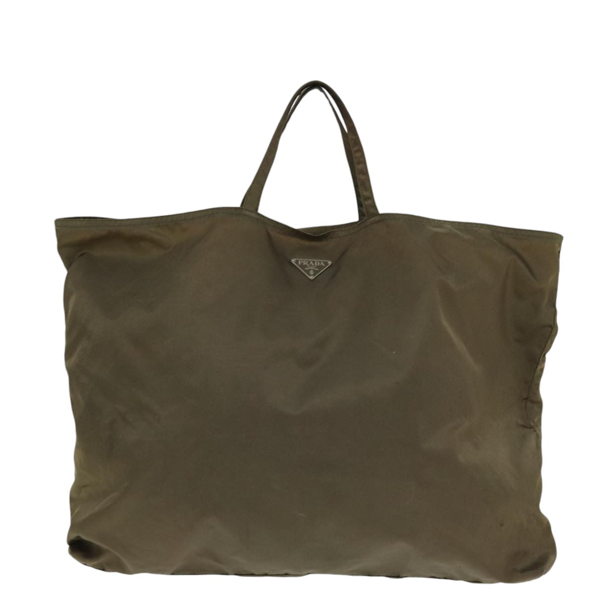 Prada Tote Bag Auth Nylon Brown Silver