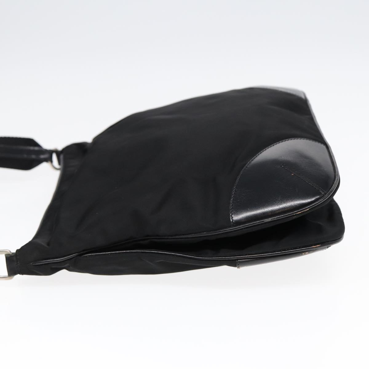 Prada Shoulder Bag Auth Nylon Black Silver Silver Auth Yk14370