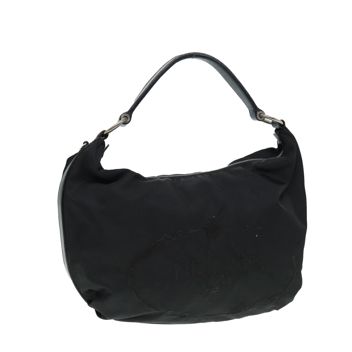 Prada Shoulder Bag Auth Nylon Black Silver Silver Auth Yk14428