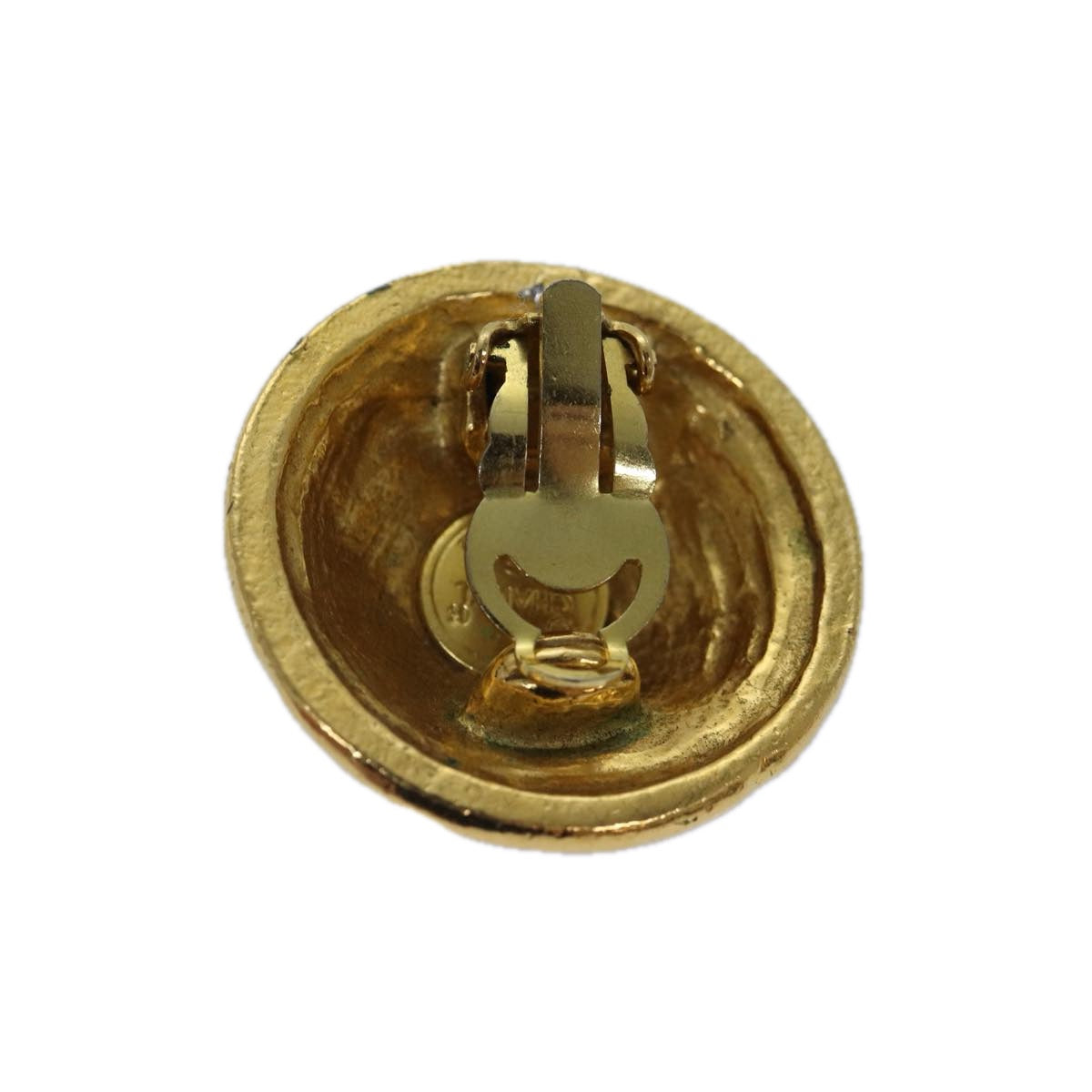 Chanel Coco Mark Earring Metal Gold Cc Auth Yk14445