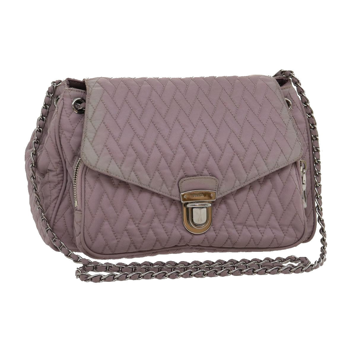 Prada Shoulder Bag Nylon Quilted Purple