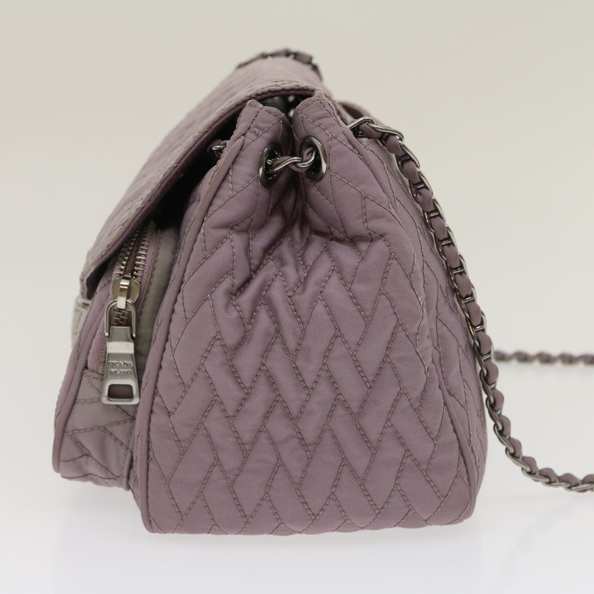 Prada Shoulder Bag Nylon Quilted Purple