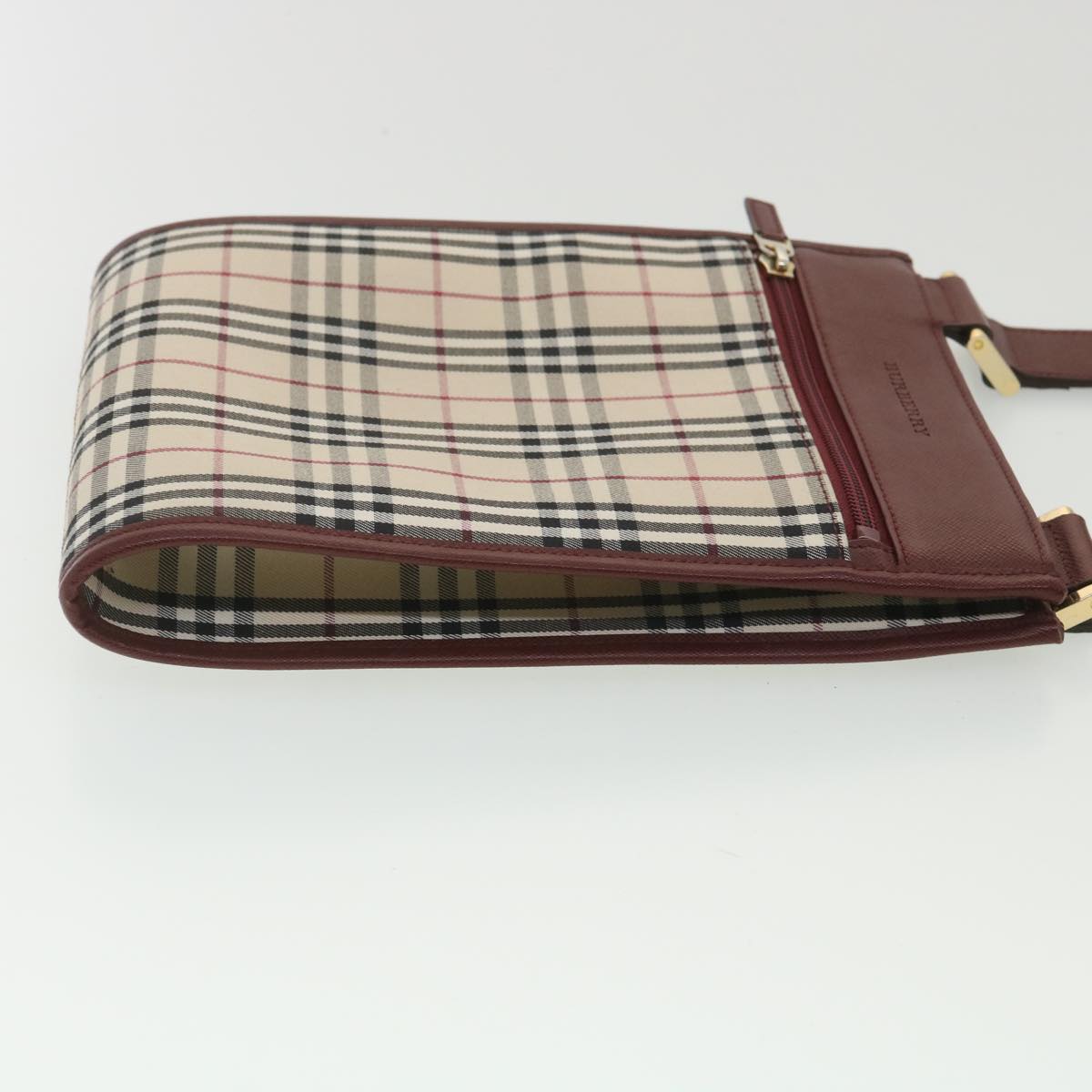 Burberry Luxury Nova Check Shoulder Bag Wine Auth Yk5688 Canvas Black Beige