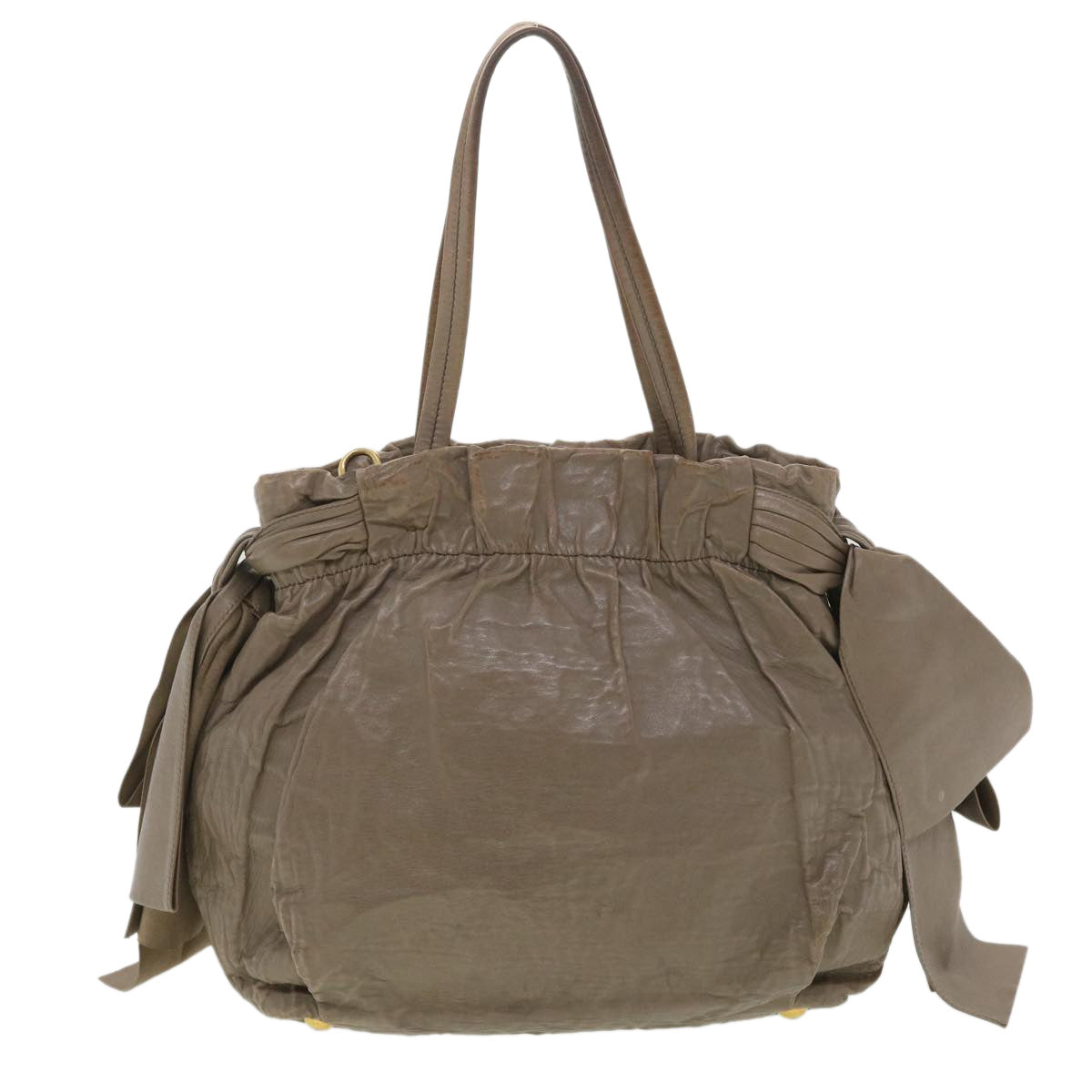 Prada Hand Bag 2Way Leather Gray Travel Bag 2Way Gray Yk5987