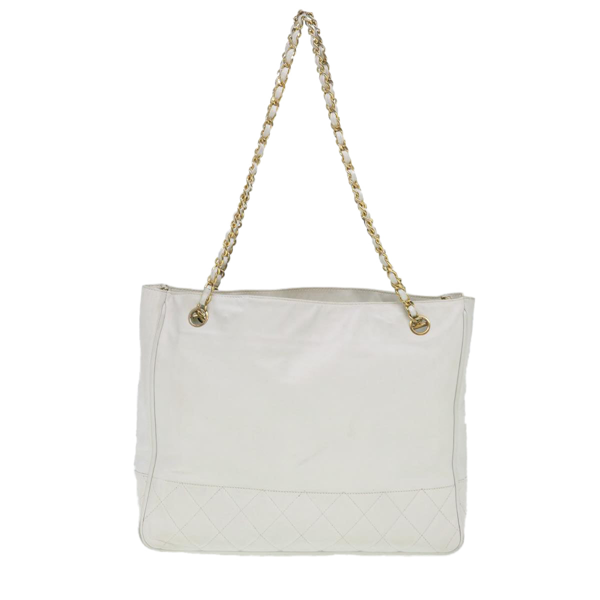 Chanel Chain Shoulder Bag Lamb Skin White CC Auth yk
