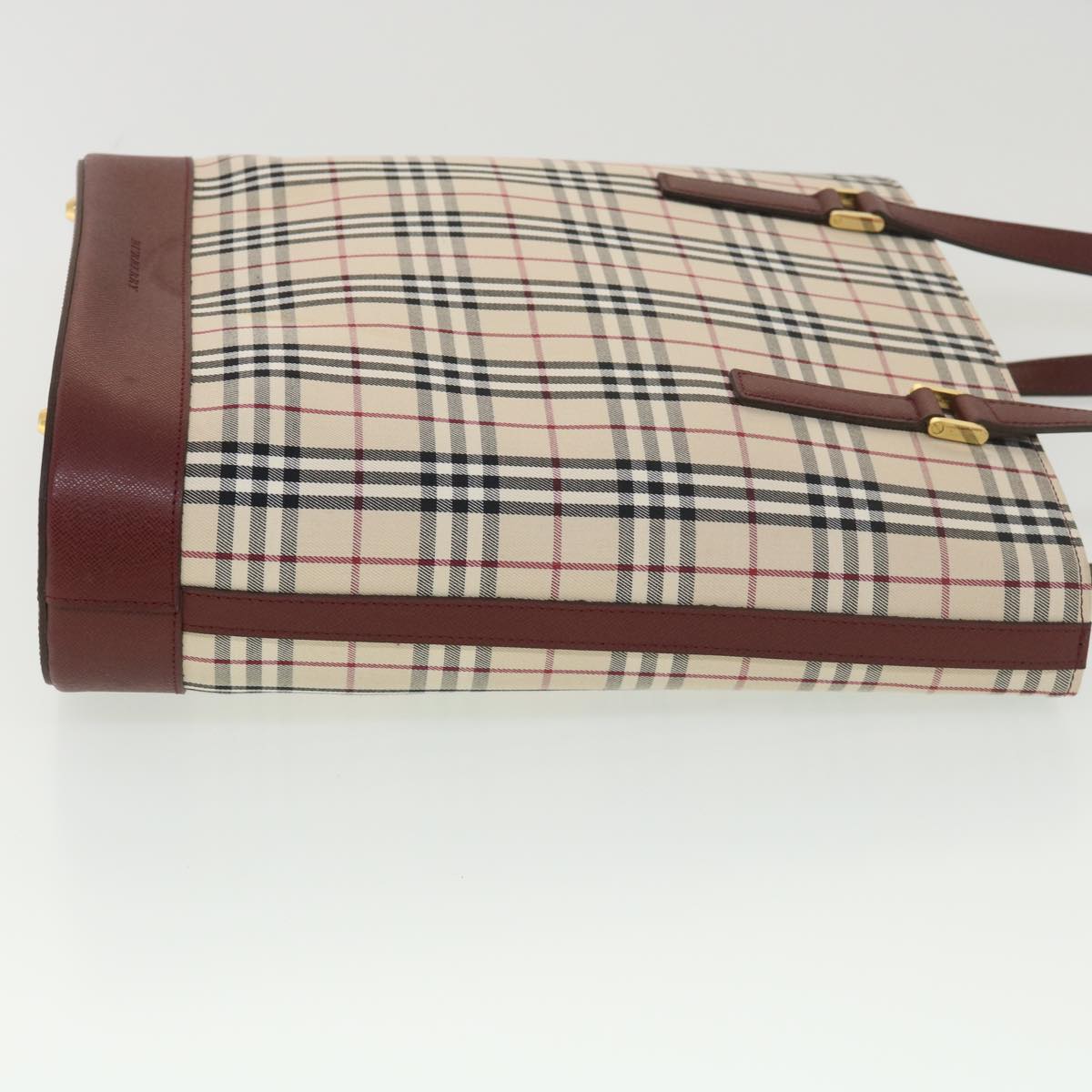 Burberry Luxury Nova Check Tote Bag Auth Yk6343 Nylon Beige