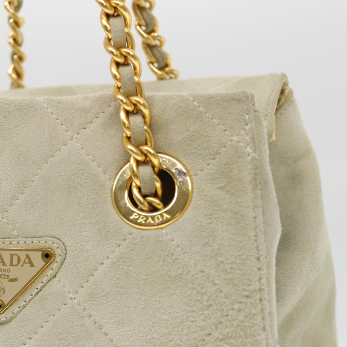 Prada Shoulder Bag Suede Quilted Gray