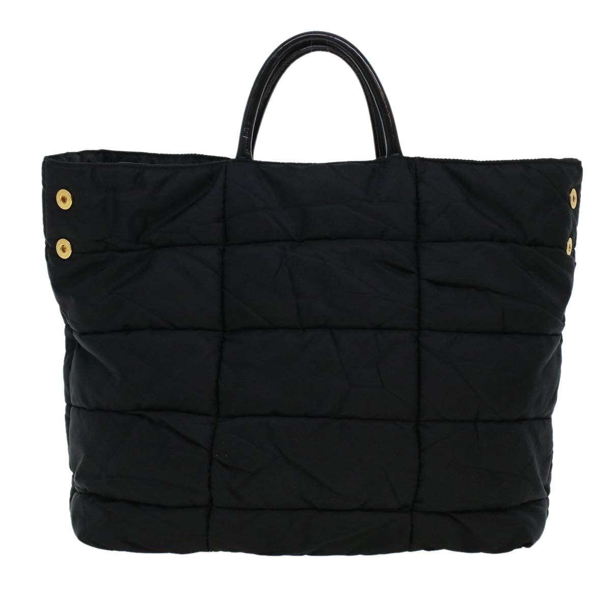 Prada Hand Bag Auth Nylon Quilted Black Travel Bag