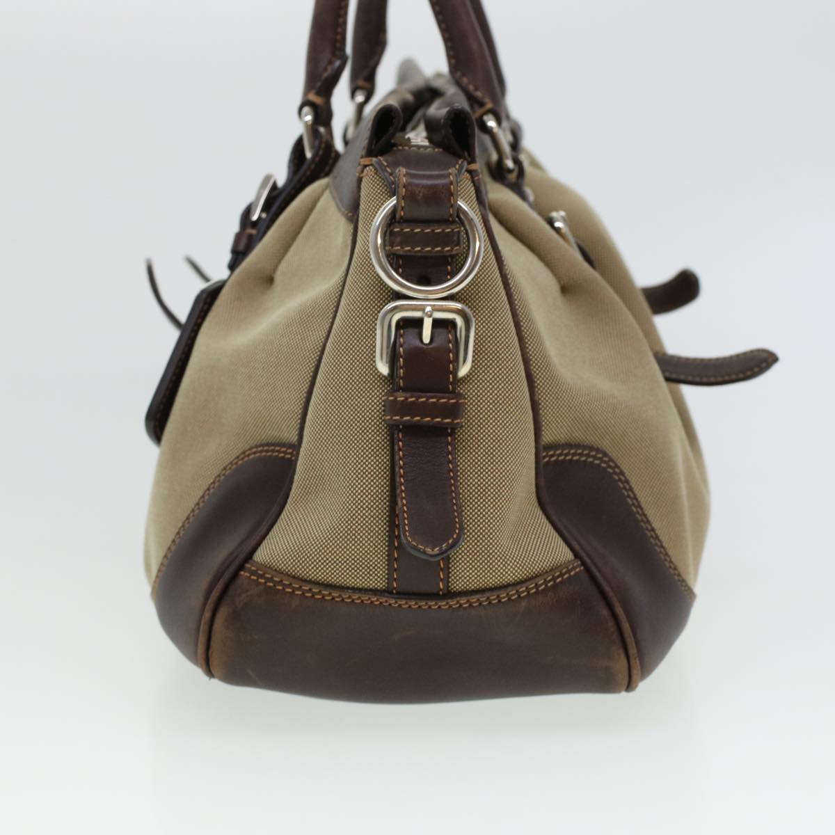 Prada Hand Bag Auth Canvas Beige Travel Bag