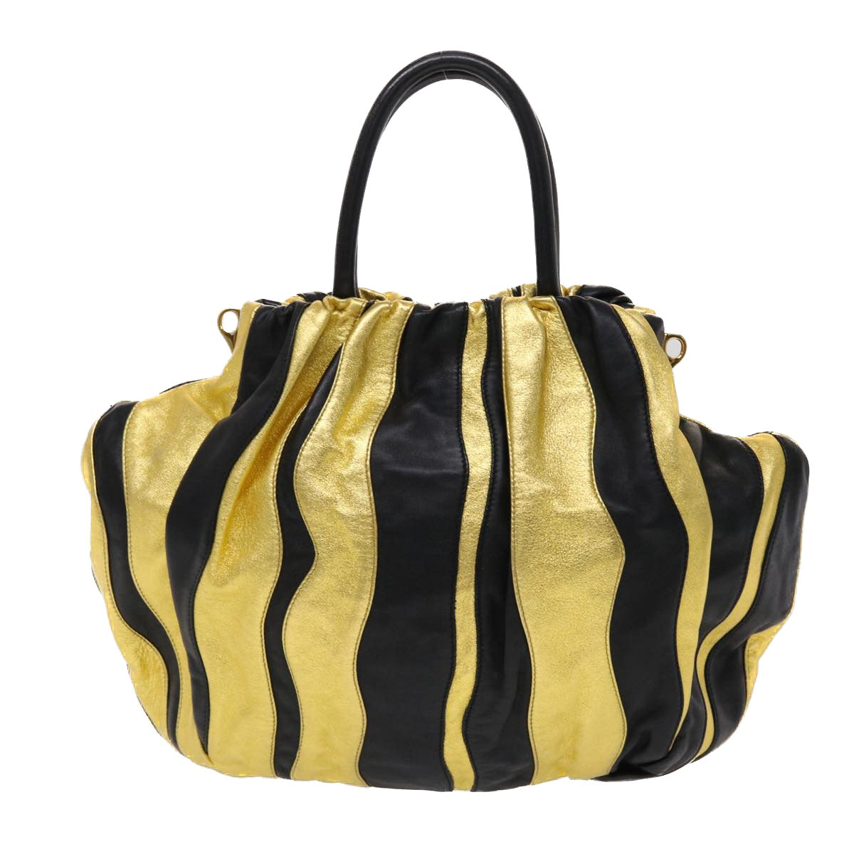 Prada Hand Bag 2Way Tone Nylon Gold Travel Bag