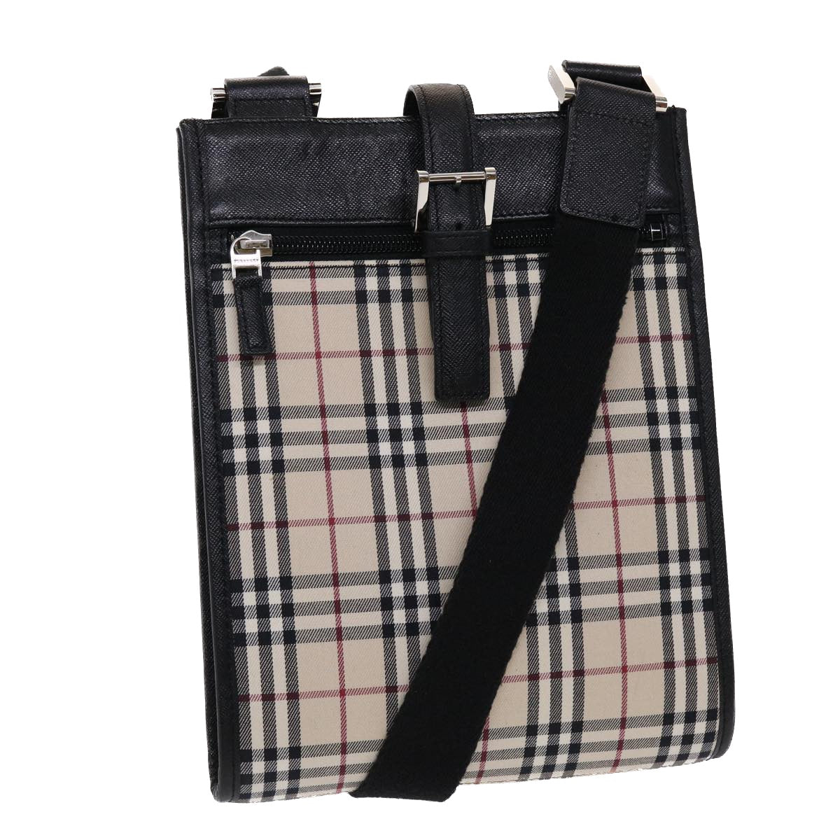 Burberry Luxury Nova Check Shoulder Bag Auth Yk7666B Canvas Black Beige
