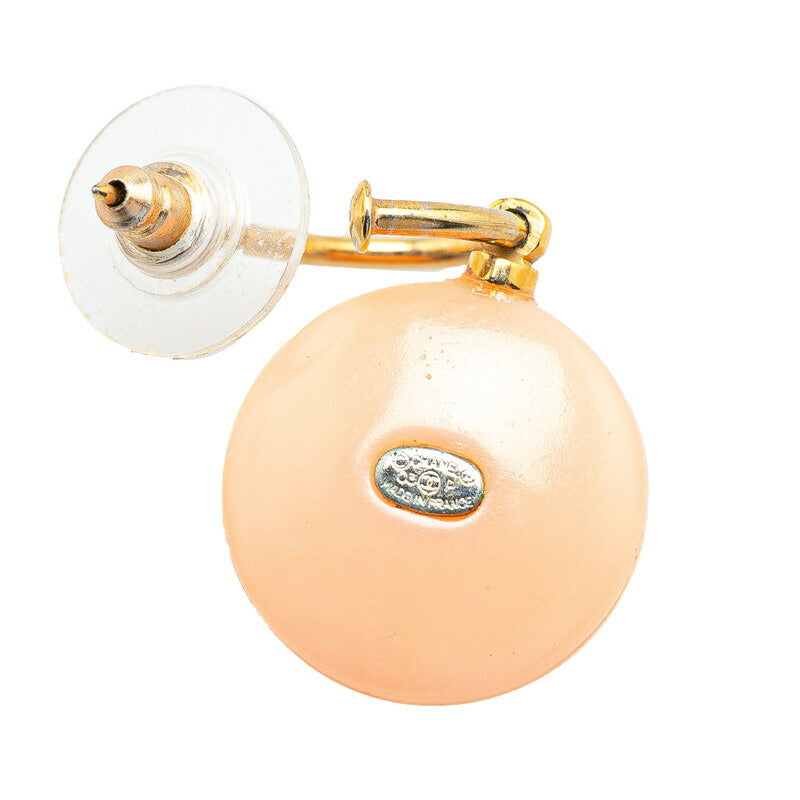 Chanel Faux Pearl Coco Mark Swing Plastic Earrings 03P