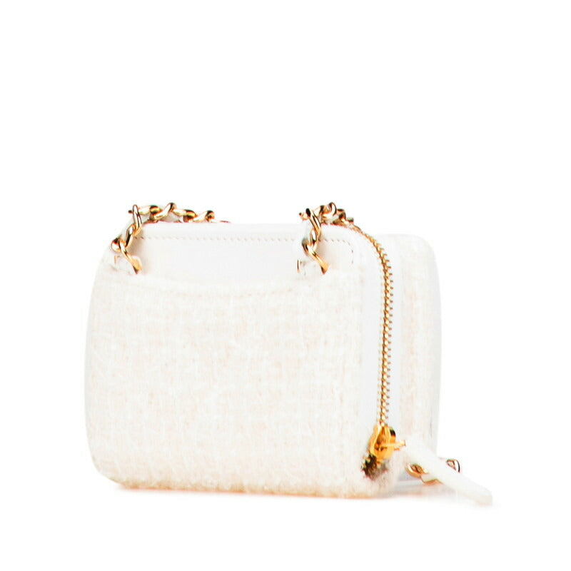 Chanel Coco Mark Ribbon Mini Tweed Leather Coin Case Bag