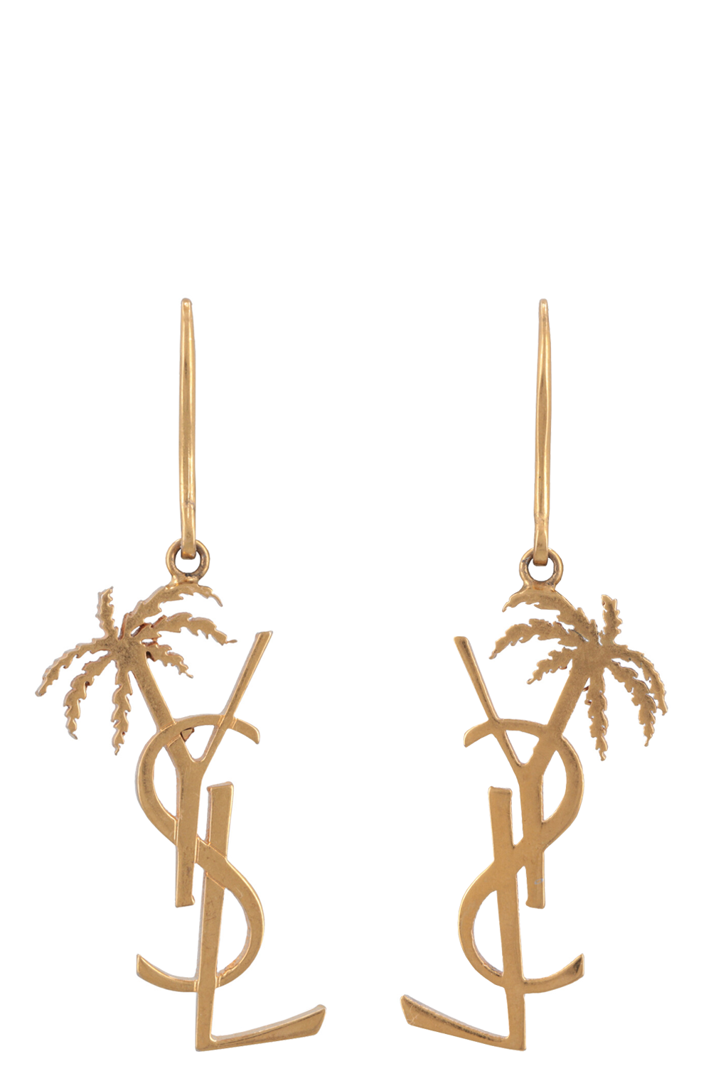 YSL Saint Laurent Cassandre Palm Earrings Gold Jewelry