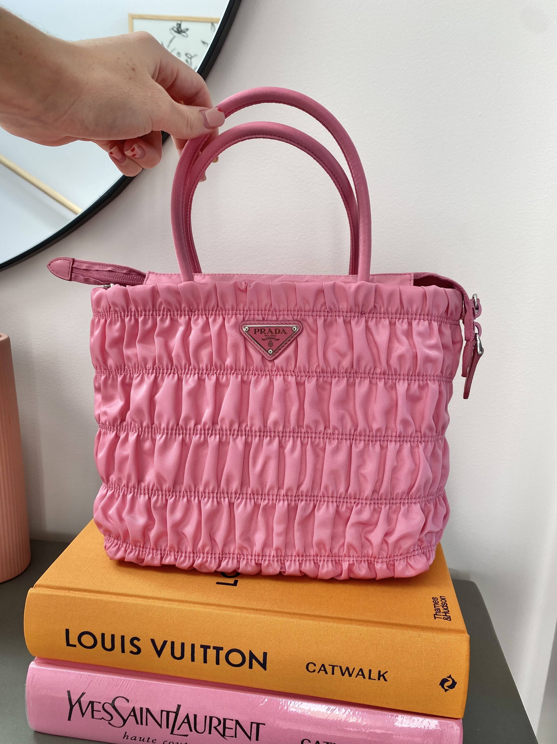Prada Tote Bag Tote Nylon Pink