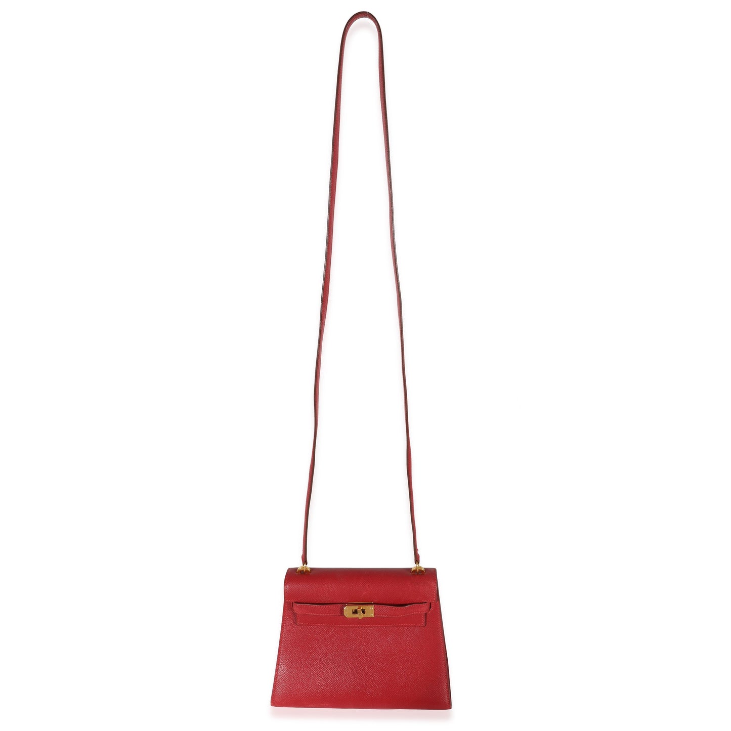Hermes Luxury Rouge Vif Courchevel Sellier Shoulder Kelly Mini Shoulder Bag