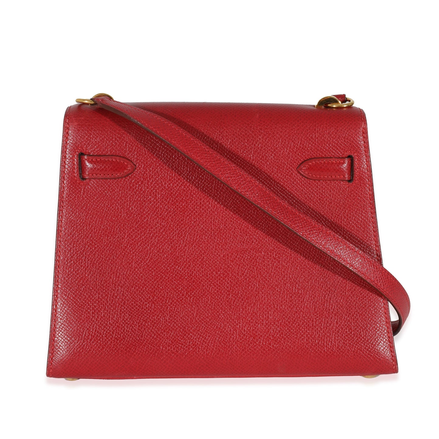 Hermes Luxury Rouge Vif Courchevel Sellier Shoulder Kelly Mini Shoulder Bag