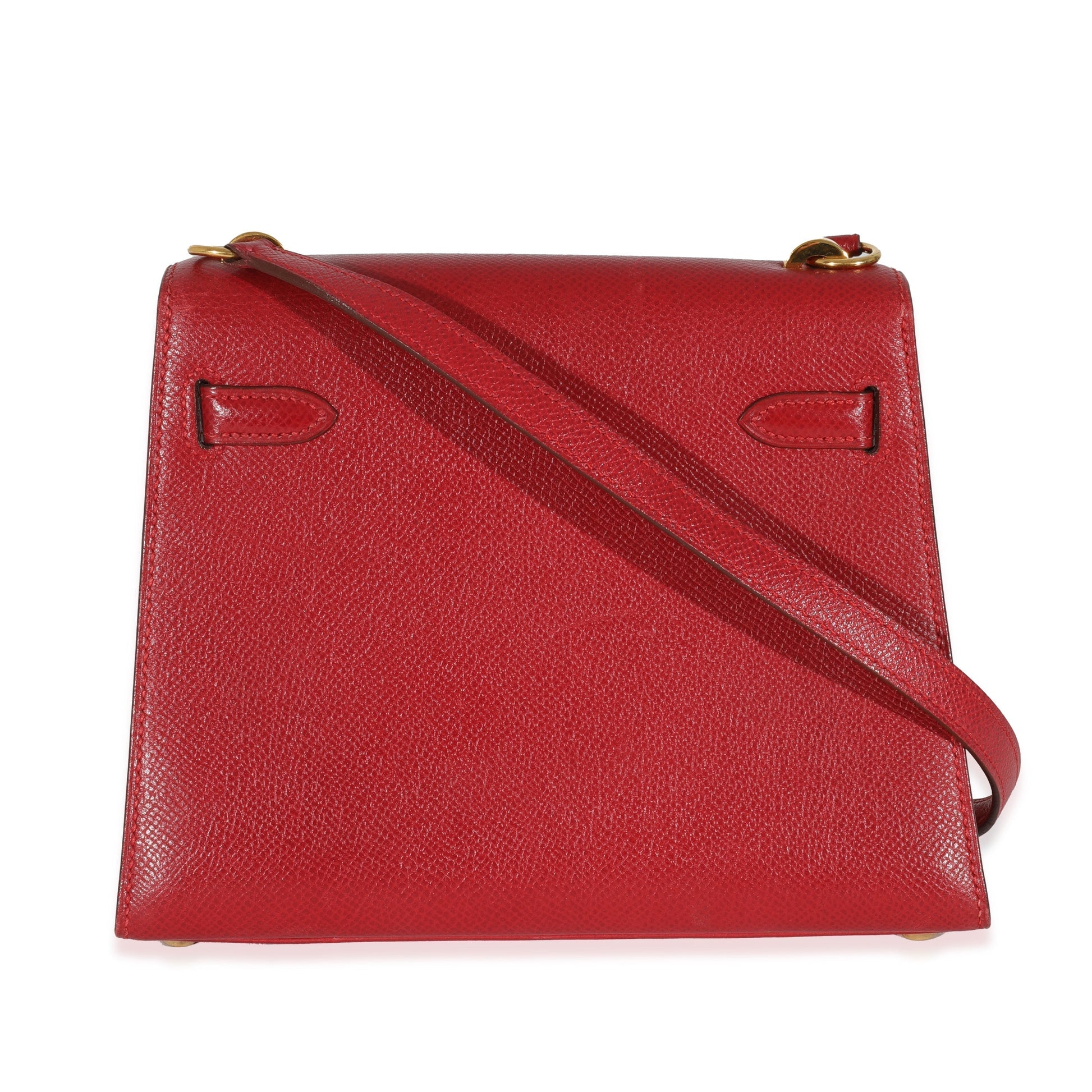 Hermes Luxury Rouge Vif Courchevel Sellier Shoulder Kelly Mini Shoulder Bag