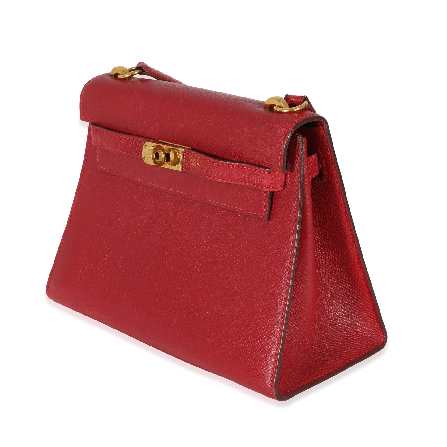 Hermes Luxury Rouge Vif Courchevel Sellier Shoulder Kelly Mini Shoulder Bag