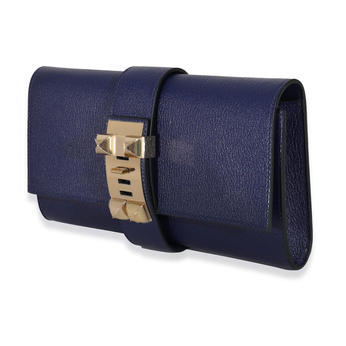 Hermes Hermès Bleu Encre Mysore Chevre Medor Pbhw Clutch Clutch Bag