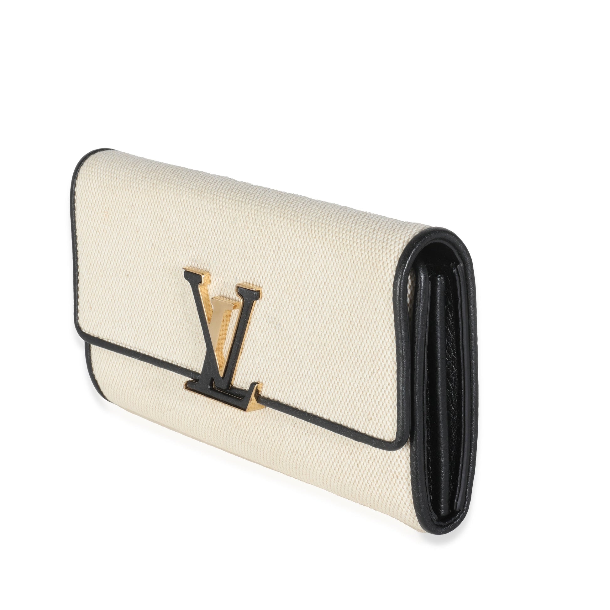 Louis Vuitton Taurillon Capucines Canvas Black Beige Wallet Case