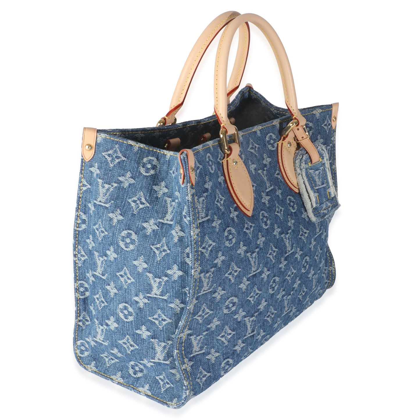 Louis Vuitton Onthego MM Monogram Denim Blue Handbag