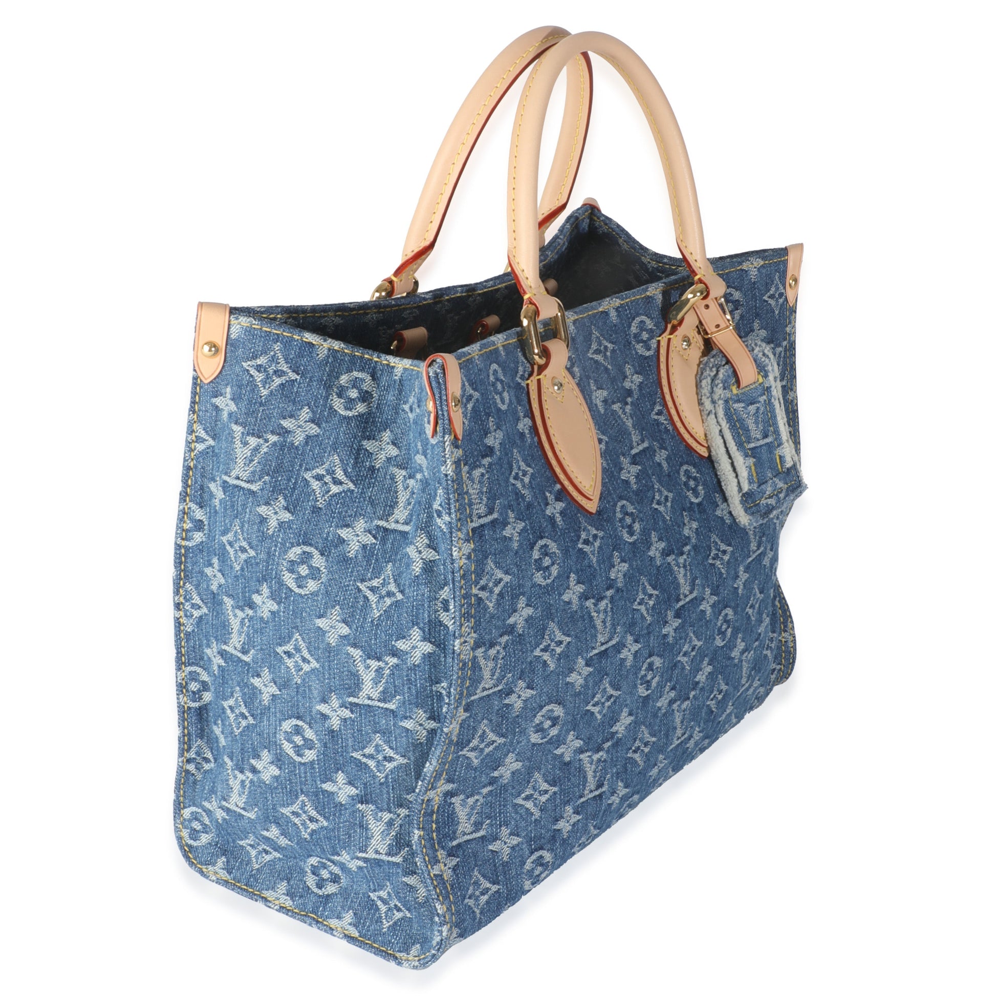 Louis Vuitton Onthego MM Monogram Denim Blue Handbag