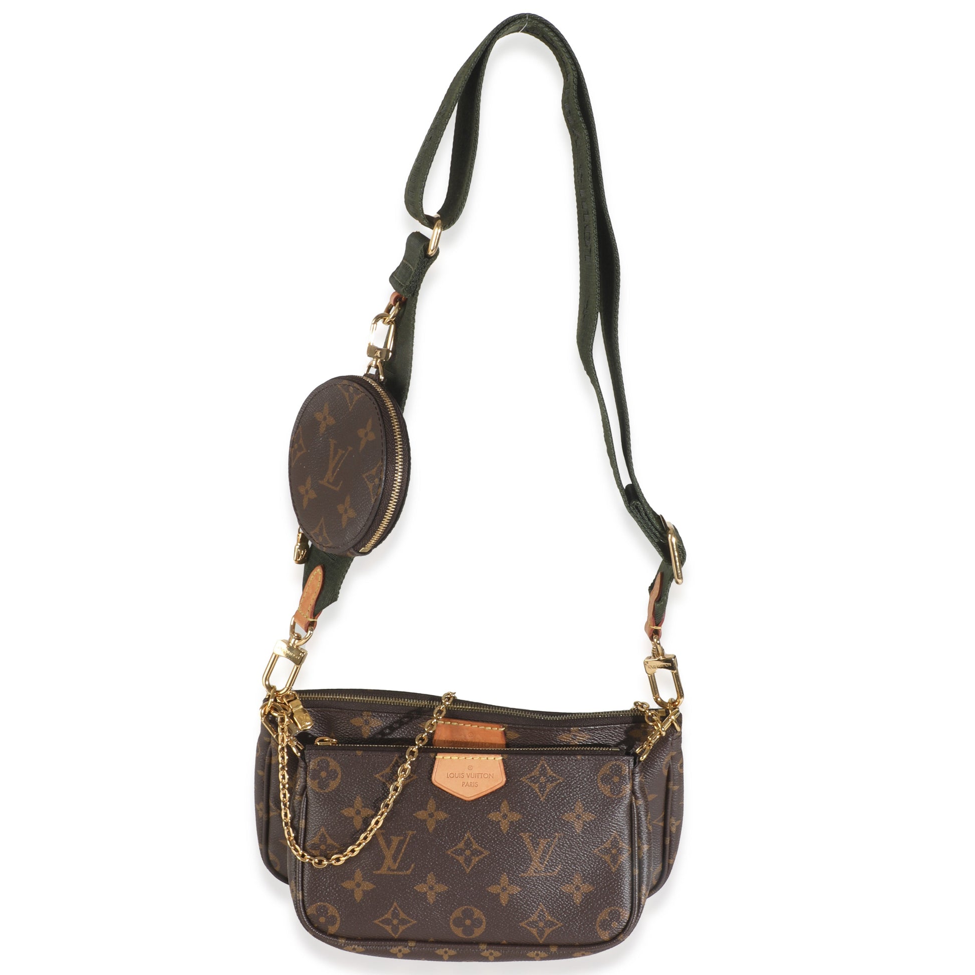 Louis Vuitton Multi Pochette Accessoires Monogram Canvas Khaki Clutch Bag Pochette Accessoires