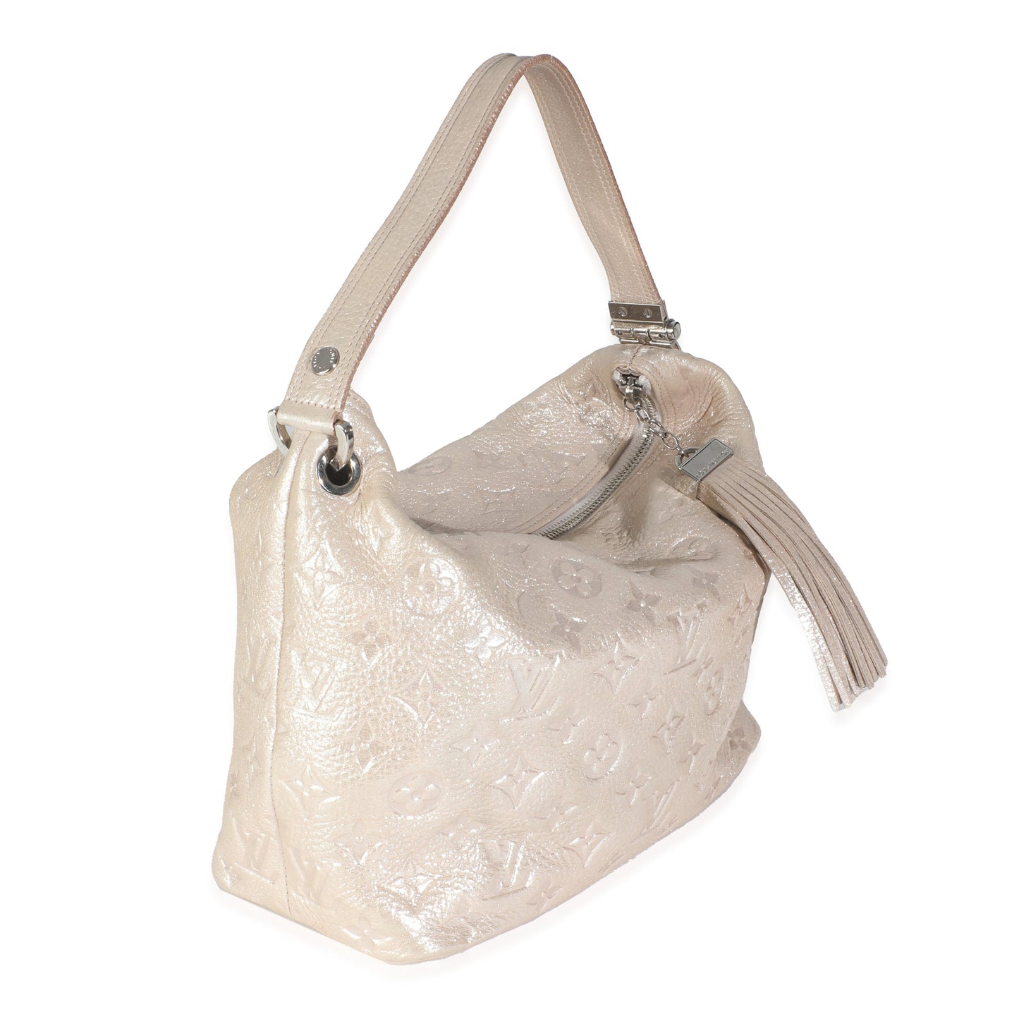 Louis Vuitton Sier Shimmer Halo Monogram Calfskin Silver Handbag