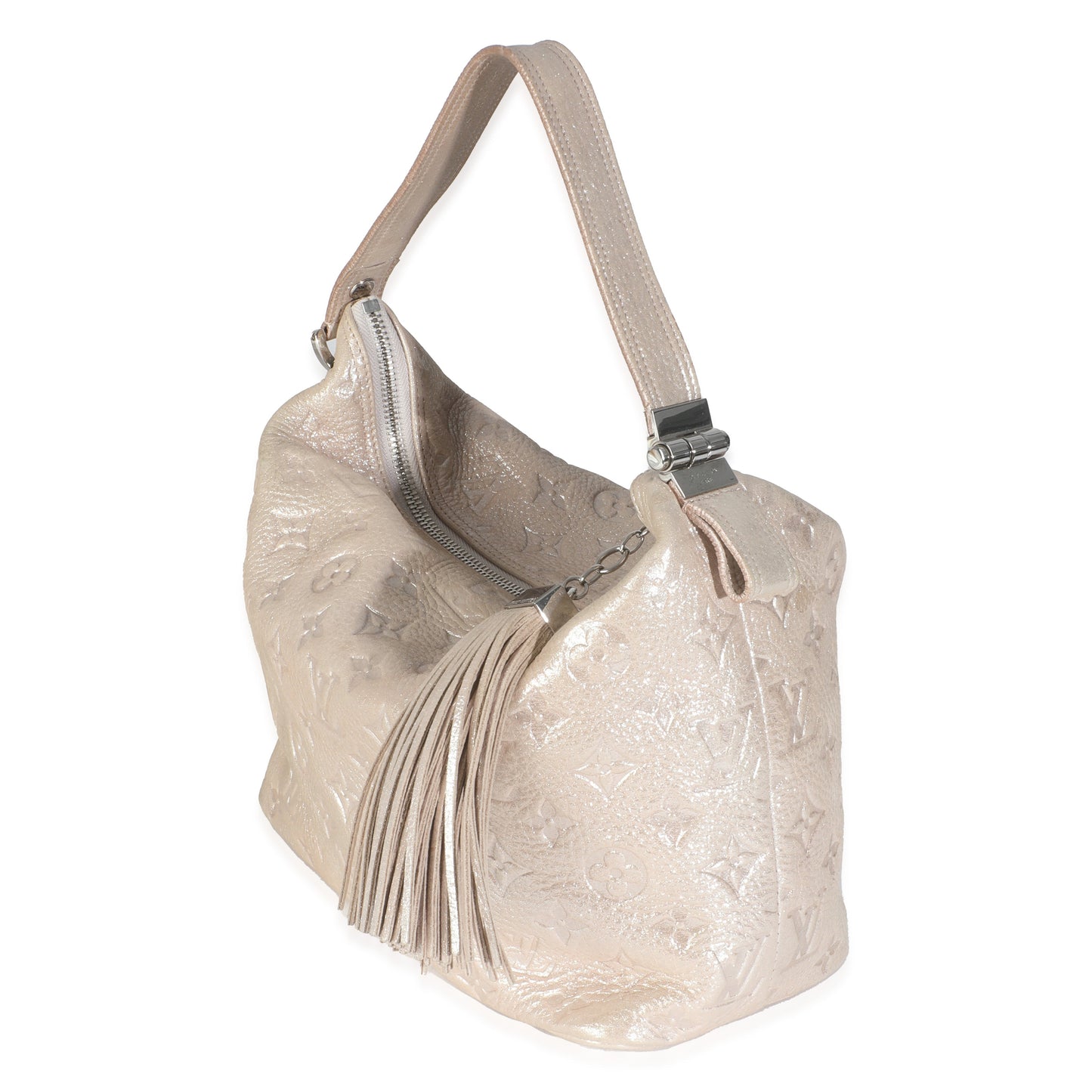 Louis Vuitton Sier Shimmer Halo Monogram Calfskin Silver Handbag