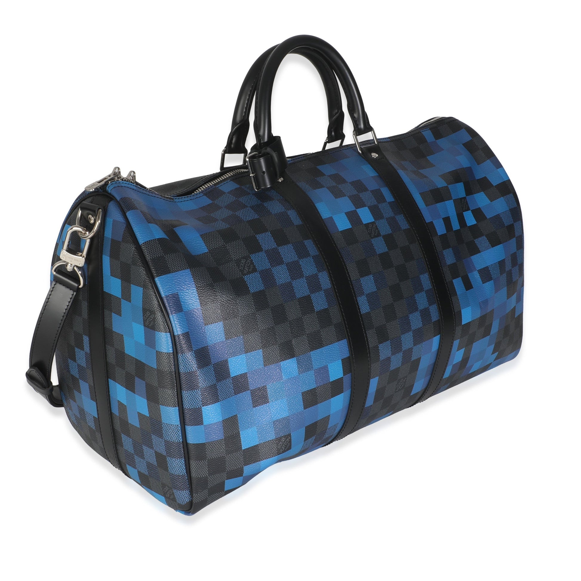 Louis Vuitton Damier Graphite Pixel Keepall Bandouliere Canvas Blue Handbag
