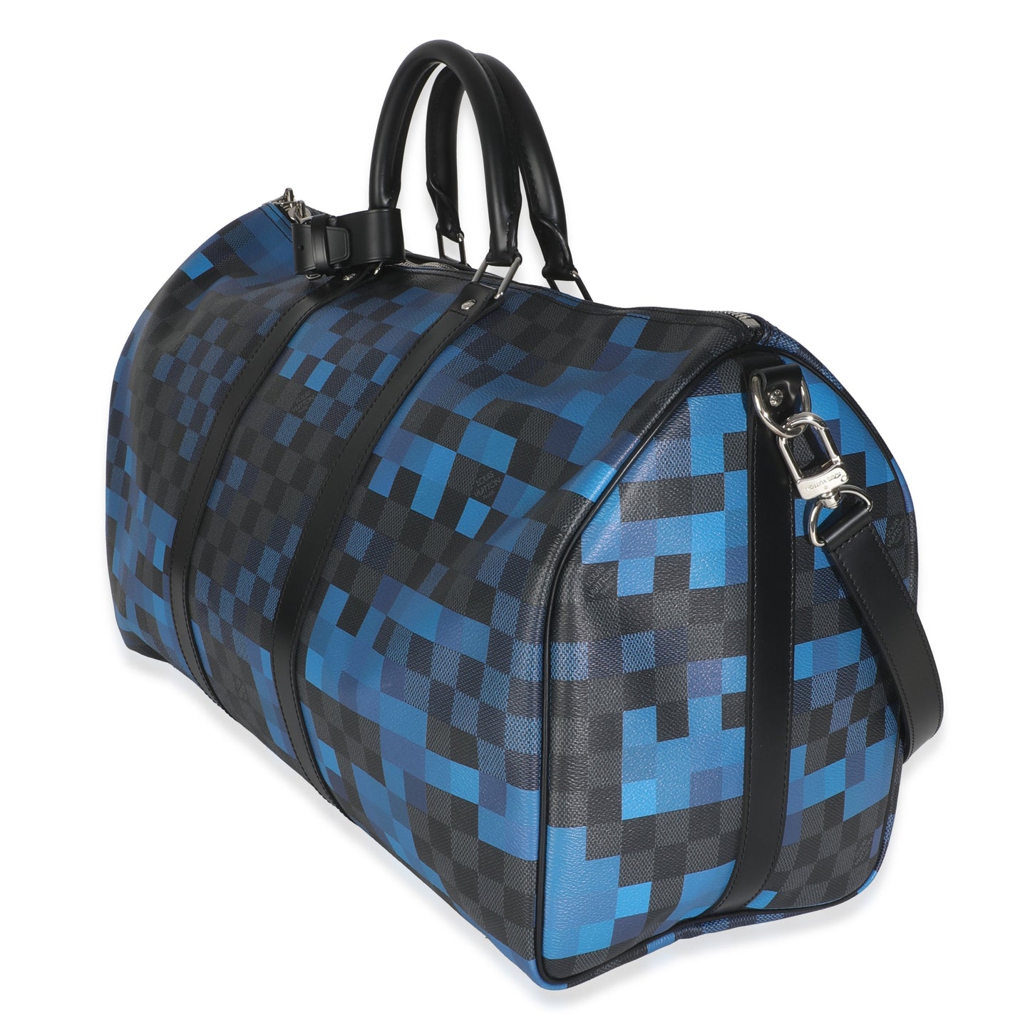 Louis Vuitton Damier Graphite Pixel Keepall Bandouliere Canvas Blue Handbag