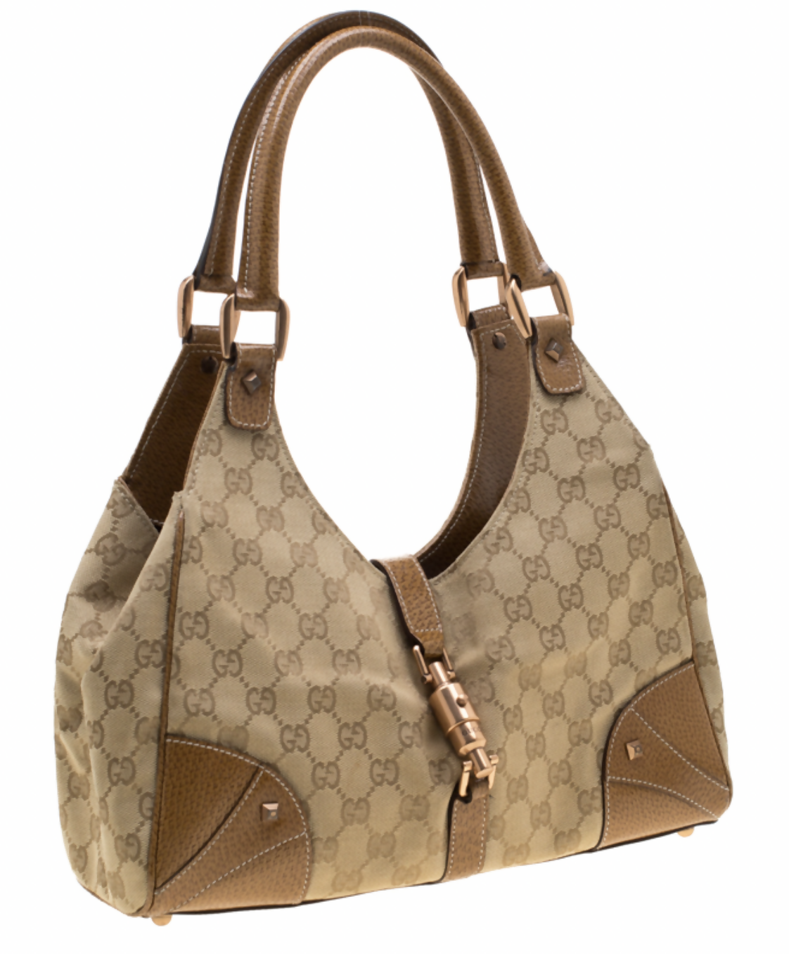 Gucci Beige GG Canvas and Leather Jackie Hobo