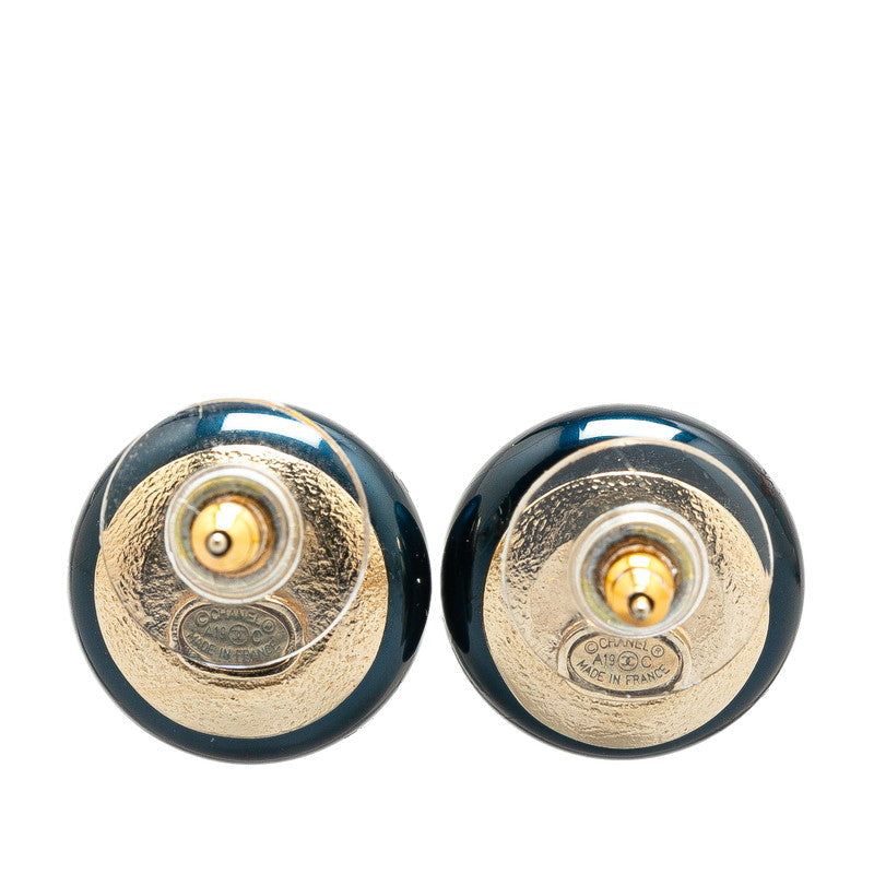 Chanel Gold-Plated La Pausa Coco Mark Round Earrings A19C