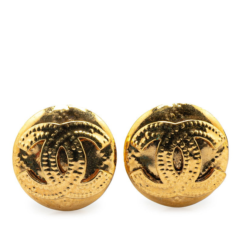 Chanel Gold Plated Coco Mark   Earrings 94P